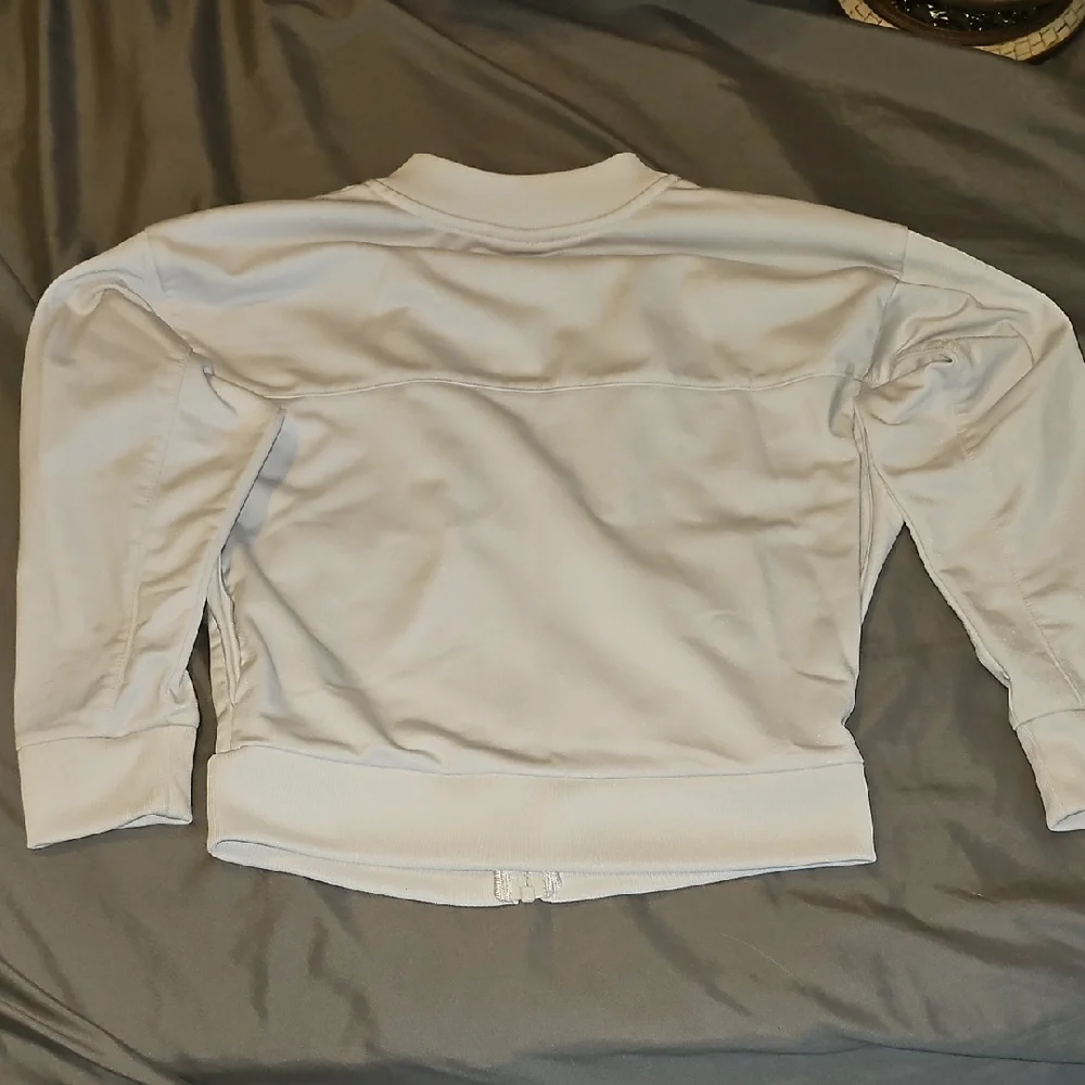 Adidas White Jacket Black Stripes Activewear Size 6 6x Xsmall Boy Girl Coat